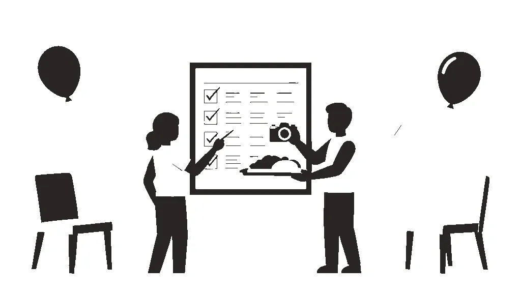 Illustration for the AI prompt: Plan a Party or Event Without the RSVP Black Hole, the Food Panic or the Forgotten Camera